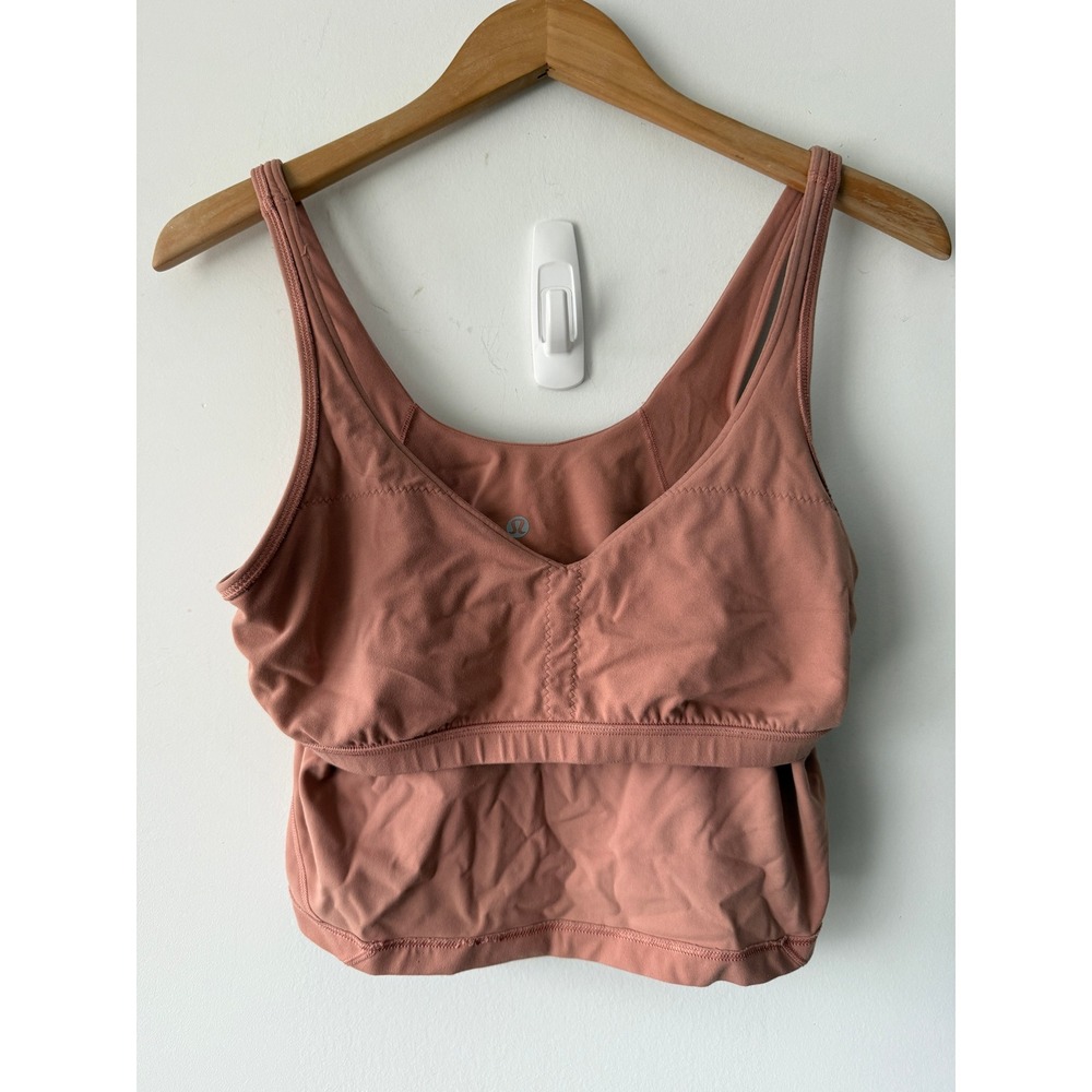 Lululemon Align Tank Top Nulu Pink Terracotta Size 12 Yoga Crop Built In Bra